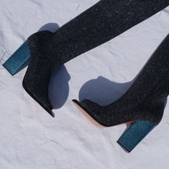 Missoni sparkle knit‎ over the knee peep toe sock boots - Picture 3 of 9